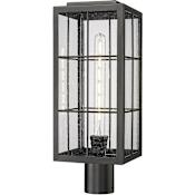 Millennium Lighting Jaxson 20" Tall Post Light with Seedy Glass Shade Powder Coated Black