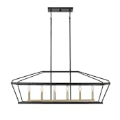 Millennium Lighting Surrey 6 Light 42" Wide Taper Candle Linear Chandelier Matte Black / Vintage Brass