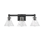 Millennium Lighting Barlon 3 Light 26" Wide Vanity Light with Water Glass Shades Matte Black