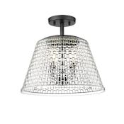 Millennium Lighting Saben 3 Light 15" Wide Semi-Flush Ceiling Fixture Matte Black