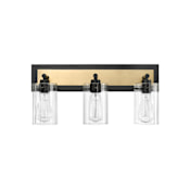 Millennium Lighting Gasol 3 Light 21" Wide Vanity Light with Clear Glass Shades Matte Black / Vintage Brass