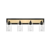 Millennium Lighting Gasol 4 Light 29" Wide Vanity Light with Clear Glass Shades Matte Black / Vintage Brass
