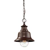 Millennium Lighting Single Light 9" Wide Outdoor Mini Pendant with Glass Shade Powder Coat Bronze