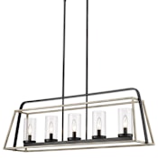 Millennium Lighting Bonnie 5 Light 38" Wide Taper Candle Linear Chandelier Matte Black / Gray Wood