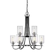 Millennium Lighting Clifton 9 Light 29" Wide Chandelier Matte Black / Brushed Nickel