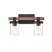 Millennium Lighting Taos 2 Light 15" Wide Bathroom Vanity Light Matte Black / Wood Grain