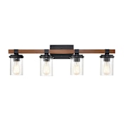 Millennium Lighting Taos 4 Light 32" Wide Bathroom Vanity Light Matte Black / Wood Grain
