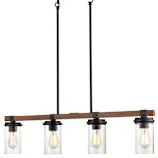 Millennium Lighting Taos 4 Light 36" Wide Linear Chandelier Matte Black / Wood Grain