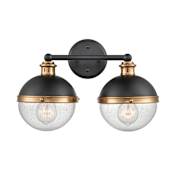 Millennium Lighting Ellmira 2 Light 9" Wide Bathroom Vanity Light with Seedy Glass Shades Matte Black / Aged Brass