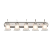 Millennium Lighting 5 Light 36" Wide Vanity Light with Frosted Glass Shades Satin Nickel