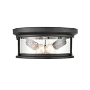 Millennium Lighting Bresley 2 Light 12" Wide Outdoor Seedy Glass Flush Mount Drum Light Powder Coat Black
