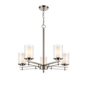 Millennium Lighting Huderson 5 Light 26" Wide Chandelier with Clear Glass Shades Brushed Nickel