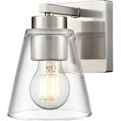 Millennium Lighting Strayhan 7" Tall Bathroom Sconce with Clear Glass Brushed Nickel