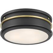 Millennium Lighting Stralara 2 Light 12" Wide Flush Mount Drum Ceiling Fixture Matte Black / Vintage Brass
