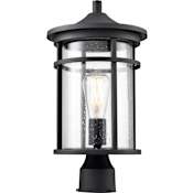 Millennium Lighting Namath 17" Tall Post Light with Seedy Glass Shade Textured Black