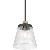 Millennium Lighting Lustria 8" Wide Mini Pendant Matte Black / Vintage Brass