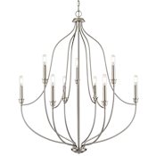 Millennium Lighting Senoia 9 Light 33" Wide Pillar Candle Style Chandelier Brushed Nickel