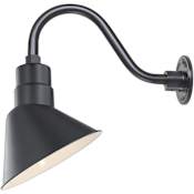 Millennium Lighting RLM 1 Light Outdoor Wall Sconce with 10" Wide Angle Shade and 14.5" Gooseneck Stem Satin Black