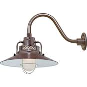 Millennium Lighting RLM 1 Light Outdoor Wall Sconce with 14" Wide Railroad Shade and 14.5" Gooseneck Stem Architectural Bronze