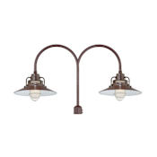 Millennium Lighting RLM 2 Light Post Light with 14" Wide Railroad Shade and Double Post Adapter Architectural Bronze