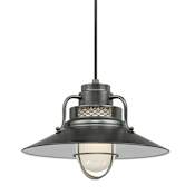Millennium Lighting RLM 1 Light Outdoor Pendant with 14" Wide Railroad Shade and 24" Stem Satin Black