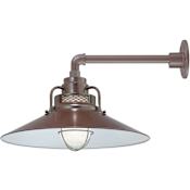 Millennium Lighting RLM 1 Light Outdoor Wall Sconce with 18" Wide Railroad Shade and 13" Gooseneck Stem Architectural Bronze