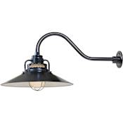 Millennium Lighting RLM 1 Light Outdoor Wall Sconce with 18" Wide Railroad Shade and 21.5" Gooseneck Stem Satin Black