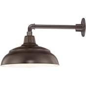 Millennium Lighting RLM 1 Light Outdoor Wall Sconce with 14" Wide Warehouse Shade and 13" Gooseneck Stem Architectural Bronze