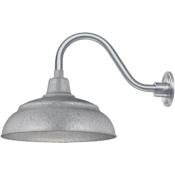 Millennium Lighting RLM 1 Light Outdoor Wall Sconce with 14" Warehouse Shade and 14.5" Gooseneck Stem Galvanized