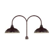 Millennium Lighting RLM 2 Light Post Light with 14" Warehouse Shade and Double Post Adapter Architectural Bronze