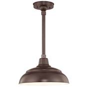 Millennium Lighting RLM 1 Light Outdoor Pendant with 14" Warehouse Shade and 24" Stem Architectural Bronze