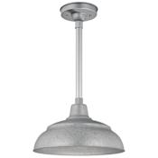 Millennium Lighting RLM 1 Light Outdoor Pendant with 14" Warehouse Shade and 36" Stem Galvanized