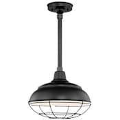 Millennium Lighting RLM 1 Light Outdoor Pendant with 14" Warehouse Shade and 24" Stem Satin Black