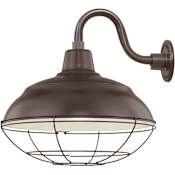 Millennium Lighting RLM 1 Light Outdoor Wall Sconce with 17" Wide Warehouse Shade and 10" Gooseneck Stem Architectural Bronze