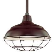 Millennium Lighting RLM Single Light 17" Wide Outdoor Pendant with Warehouse Shade and 24" Stem Architectural Bronze