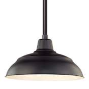 Millennium Lighting RLM Single Light 17" Wide Outdoor Pendant with Warehouse Shade and 24" Stem Satin Black