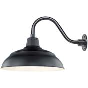 Millennium Lighting RLM 1 Light Outdoor Wall Sconce with 17" Warehouse Shade and 14.5" Gooseneck Stem Satin Black