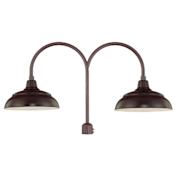 Millennium Lighting RLM 2 Light Post Light with 17" Warehouse Shade and Double Post Adapter Architectural Bronze