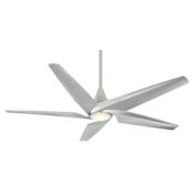 MinkaAire Switch 60" 5 Blade Convertible LED Ceiling Fan with Remote Included Brushed Nickel / Silver