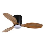 MinkaAire Ventiara 36" 3 Blade Outdoor LED Hugger Ceiling Fan Coal Black / Distressed Koa