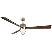 MinkaAire Nauticus 65" 3 Blade Smart Indoor / Outdoor LED Ceiling Fan with Remote Included Brushed NIckel Wet / Distressed Koa