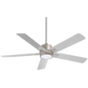 MinkaAire Stout 5 Blade 54" Indoor LED Ceiling Fan with Remote Control Included Brushed Nickel