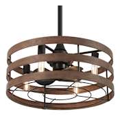 MinkaAire Audrey 22-1/2" Wide 14" Sweep 3 Blade 4 Light Indoor Fandelier with Handheld Remote and LED Bulbs Included Coal / Distressed Koa