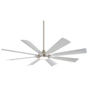MinkaAire Future 65" 8 Blade Indoor / Outdoor LED Ceiling Fan with Remote Included Brushed Nickel / Silver