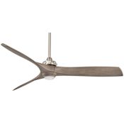 MinkaAire Aviation 3 Blade 60" LED Indoor Ceiling Fan with Remote Included Brushed Nickel with Ash Maple Blades