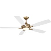 MinkaAire Dyno XL 60" 5 Blade Indoor Smart LED Energy Star Ceiling Fan with Remote Included Brushed Brass / Alabaster White