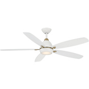 MinkaAire Soreno 52" 5 Blade Indoor 5CCT LED Ceiling Fan with Remote Included Alabaster White / Brushed Brass