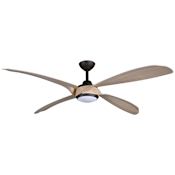 MinkaAire Mortyn 60" 4 Blade Outdoor LED Ceiling Fan with Remote Included Dark Bronze / Ashwood Blades