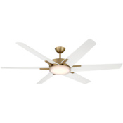 MinkaAire Deco 6 Blade Indoor / Outdoor LED Ceiling Fan Heritage Brass / Alabaster White