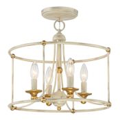 Minka Lavery Westchester County 4 Light 16" Wide Semi-Flush Ceiling Fixture Farm House White with Gilded Gold